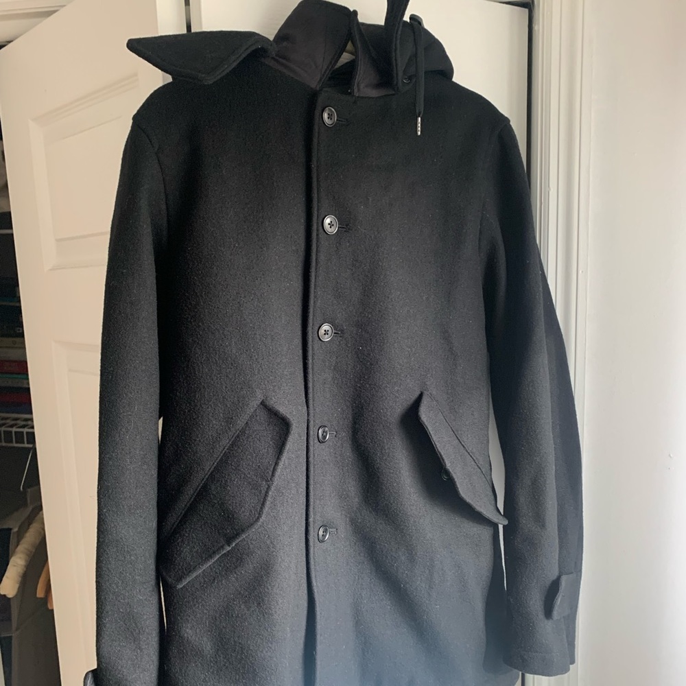 +J Uniqlo Wool parka coat with detachable hood